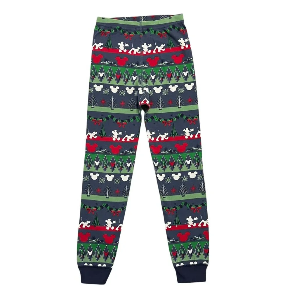 Hanna Andersson + Disney Sz 130 (8Y) Mickey Mouse Fair Isle Christmas Pajamas